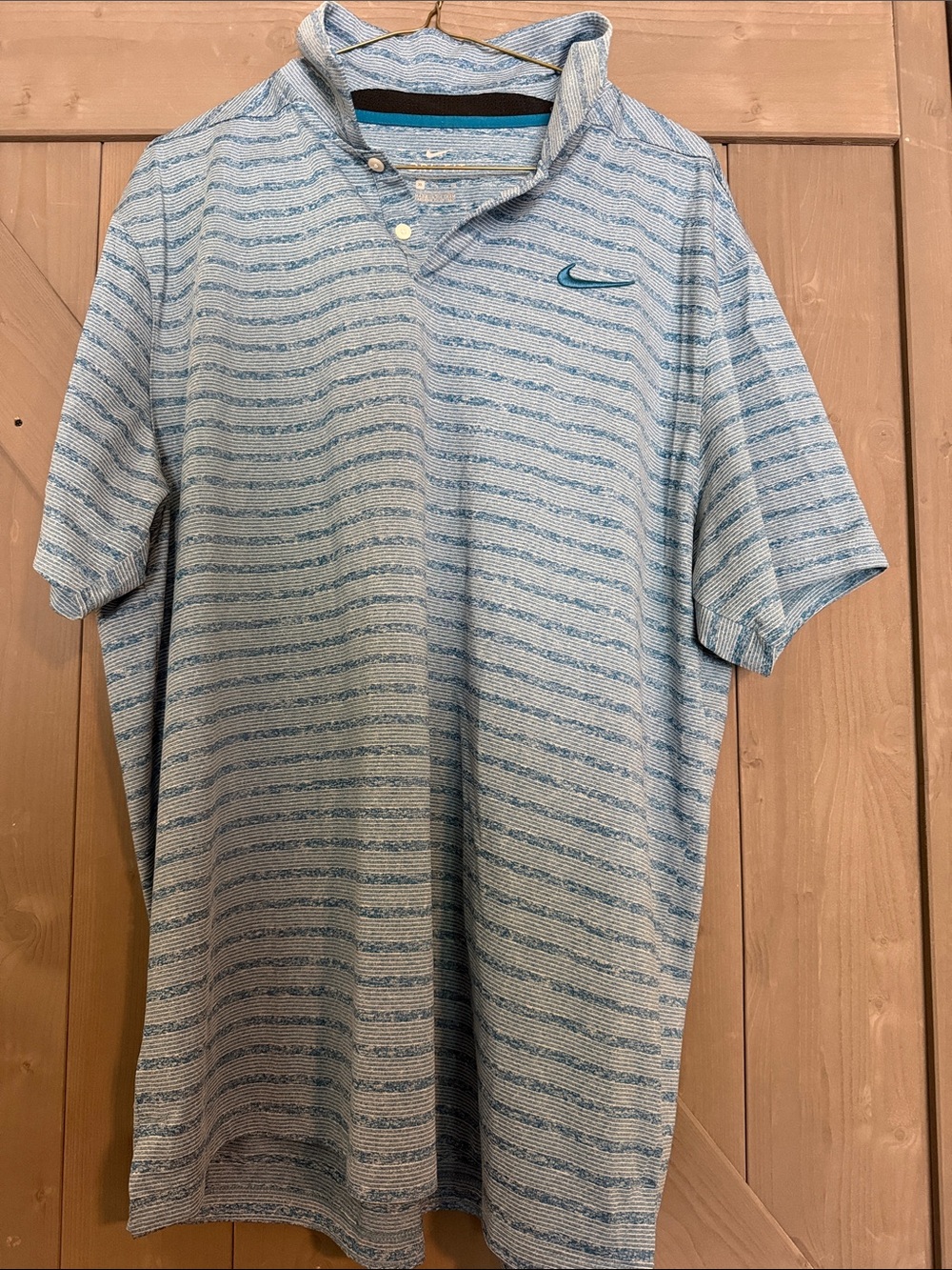 Nike Men’s Light Blue Heathered Polo with Blue Swoosh